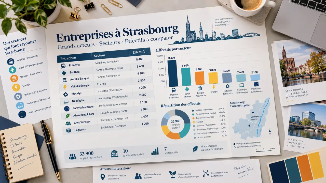Liste des entreprises à Strasbourg : grands acteurs, secteurs et effectifs à comparer