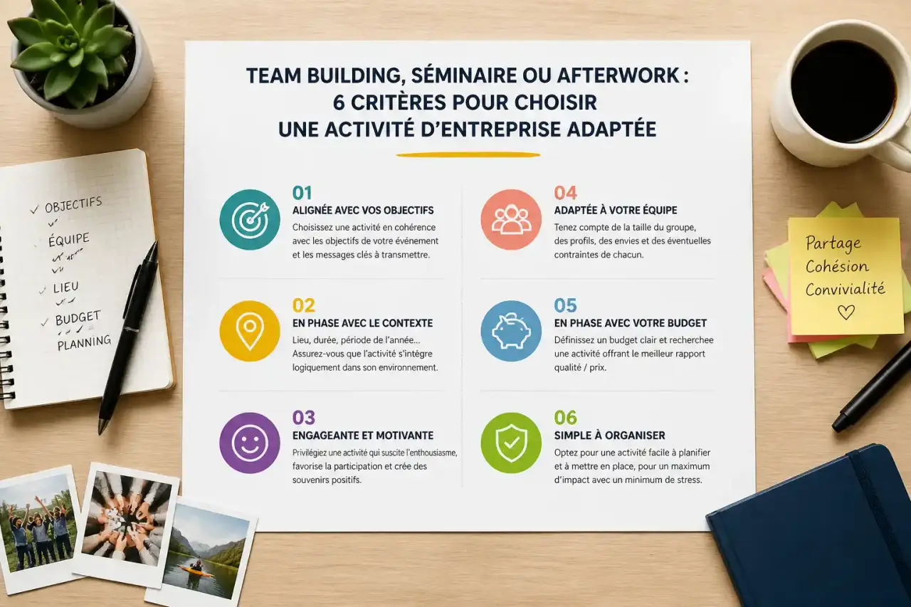Team building, séminaire ou afterwork : 6 critères pour choisir une activité d’entreprise adaptée