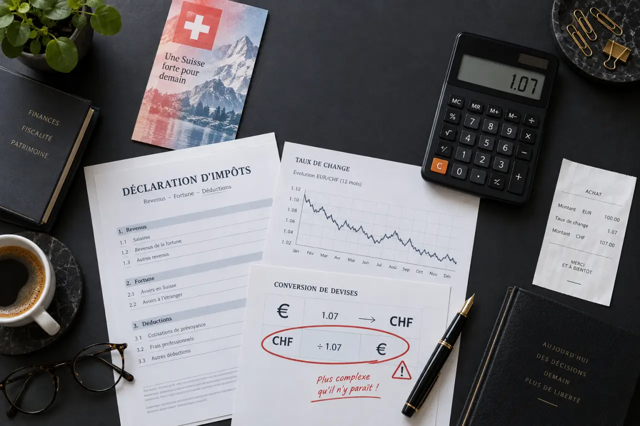 Impôts 2026 et CHF : pourquoi diviser par 1,07 ne suffit pas toujours
