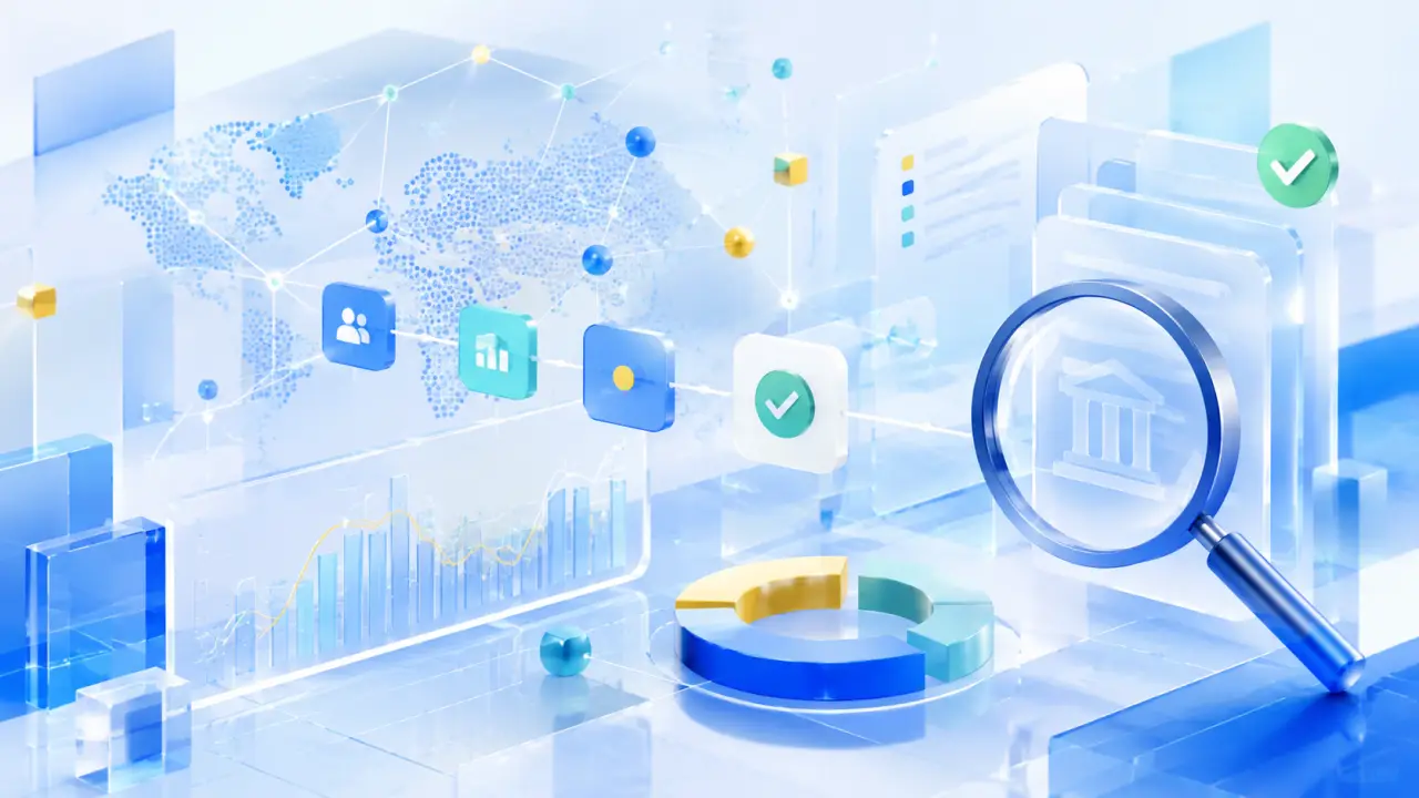 Interface abstraite de tableau de bord financier avec indicateurs d'entreprise