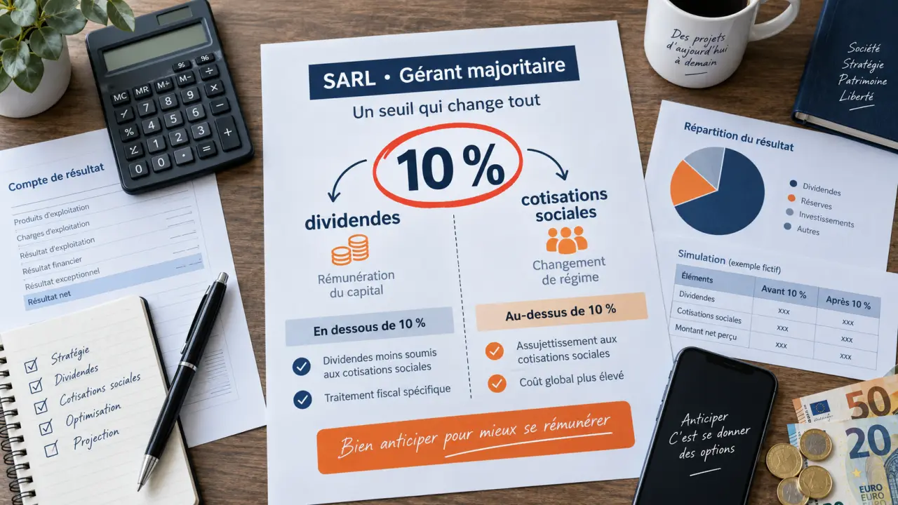 Dividendes en SARL : le seuil de 10 % qui modifie les cotisations du gérant majoritaire