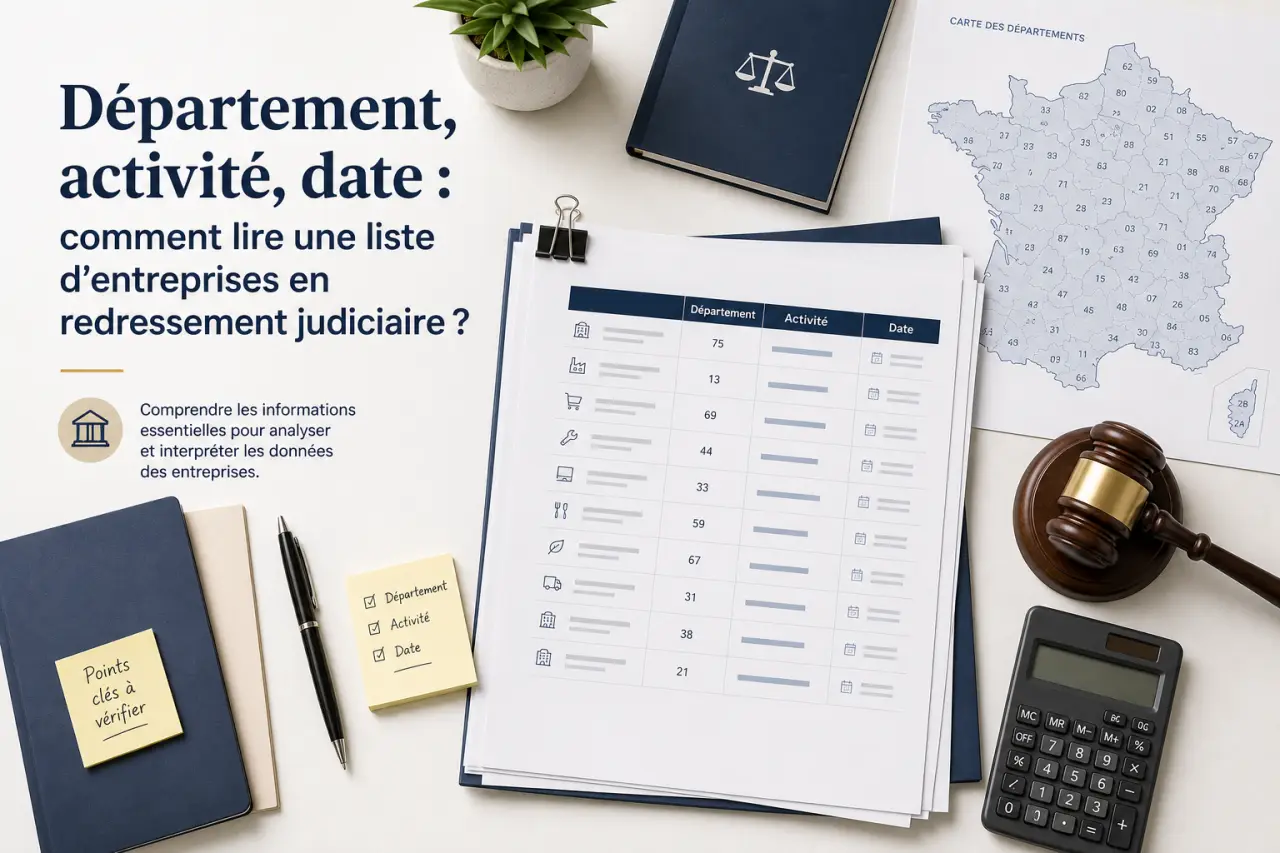 Département, activité, date : comment lire une liste d’entreprises en redressement judiciaire ?