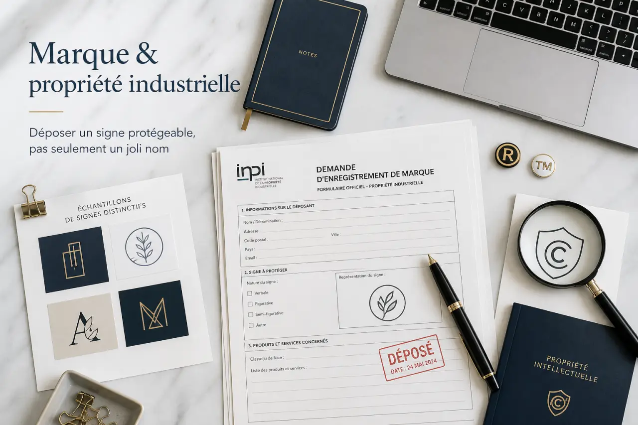 Marque et propriété industrielle : déposer un signe protégeable, pas seulement un joli nom