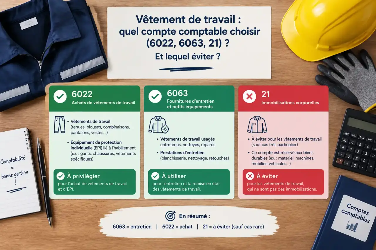Vêtement de travail : quel compte comptable choisir (6022, 6063, 21) et lequel éviter ?