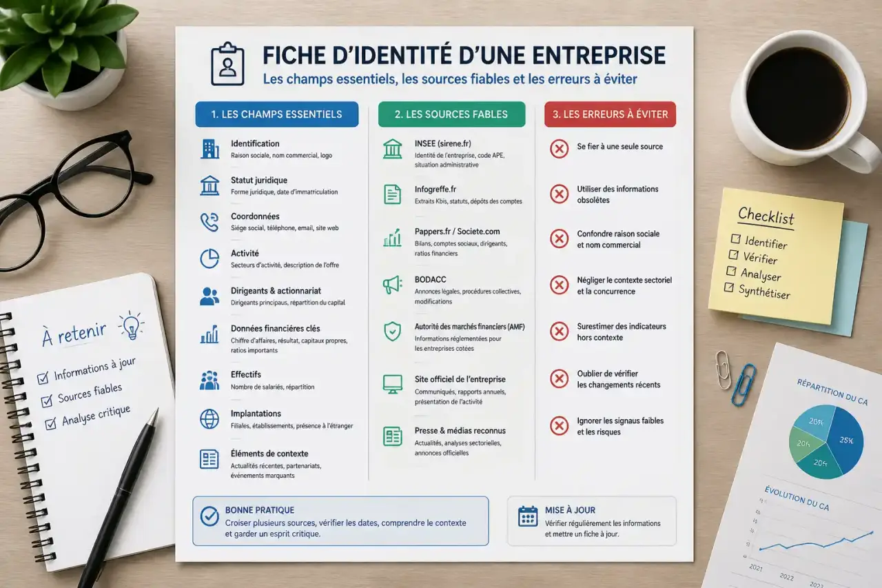 Fiche d’identité d’une entreprise : les champs essentiels, les sources fiables et les erreurs à éviter